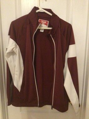 Team Sports Women's Maroon and White Zip Jacket
